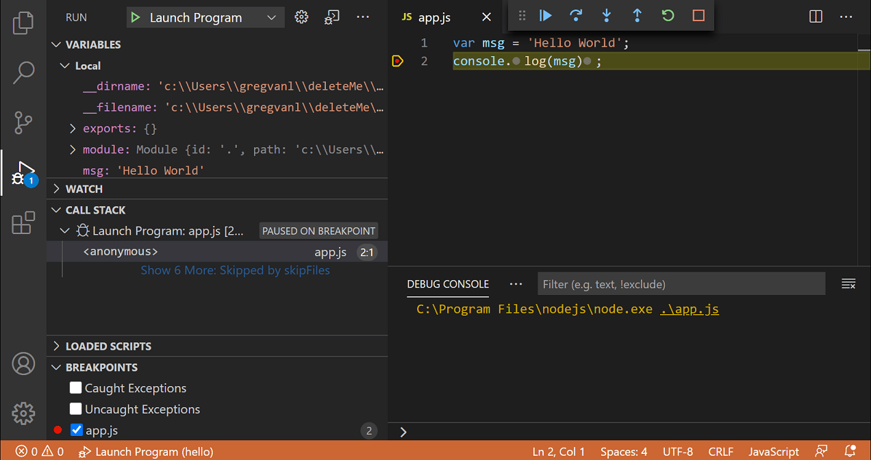 VS Code Debugger 断点调试